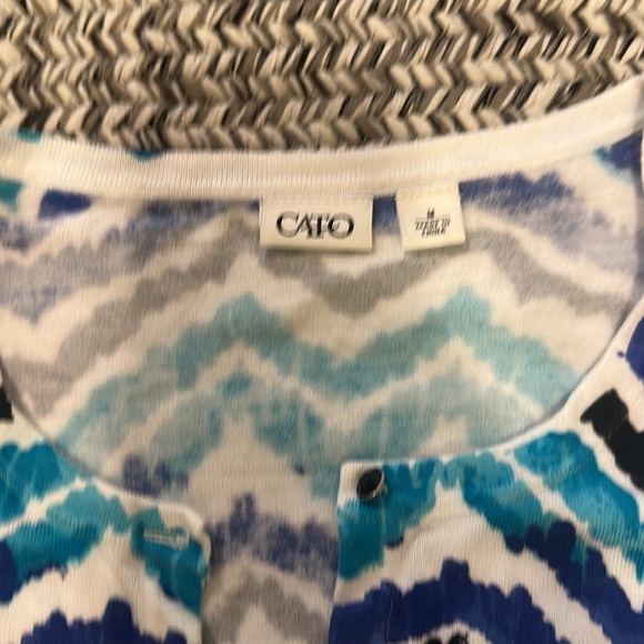 Blue Patterned Button Up Cardigan - Picture 10 of 14